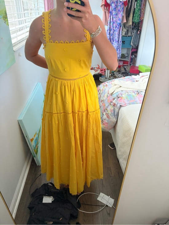 FARM Rio Dresses & Skirts - FARM Rio Yellow Embroidered Maxi Dress